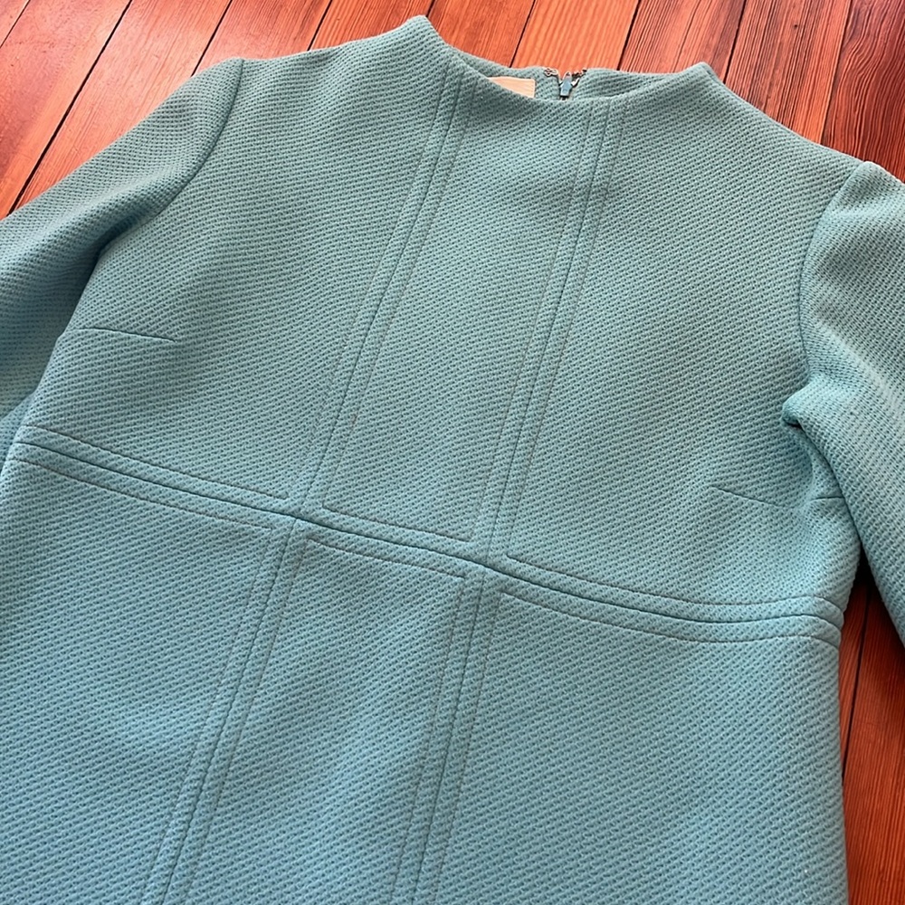 Vintage Turquoise Long Sleeve Wool Shift Dress - Picture 4 of 10